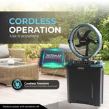 Olsen & Smith 10 Inch Cordless Spray Fan with 9L Water Tank Rechargeable Portable Misting Cooling Fan with Oscillation Remote Control Timer USB Charging for Indoor Outdoor Home Garden Camping