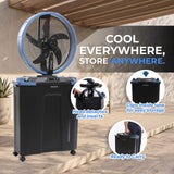 Olsen & Smith 16 Inch Cordless Misting Fan with 22L Water Tank Rechargeable Portable Cooling Fan with Oscillation Remote Timer Wheels USB Charging for Indoor Outdoor Garden Patio Camping BBQ