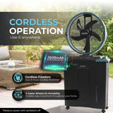 Olsen & Smith 16 Inch Cordless Spray Fan with 22L Water Tank Rechargeable Portable Cooling Fan with Oscillation Remote Control Timer Wheels USB Charging for Indoor Outdoor Home Garden Camping
