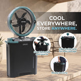 Olsen & Smith 16 Inch Cordless Spray Fan with 22L Water Tank Rechargeable Portable Cooling Fan with Oscillation Remote Control Timer Wheels USB Charging for Indoor Outdoor Home Garden Camping
