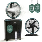 Olsen & Smith 16 Inch Cordless Spray Fan with 22L Water Tank Rechargeable Portable Cooling Fan with Oscillation Remote Control Timer Wheels USB Charging for Indoor Outdoor Home Garden Camping