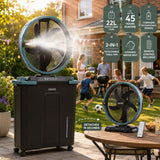 Olsen & Smith 16 Inch Cordless Spray Fan with 22L Water Tank Rechargeable Portable Cooling Fan with Oscillation Remote Control Timer Wheels USB Charging for Indoor Outdoor Home Garden Camping