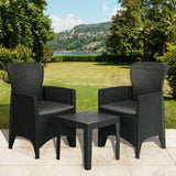 Olsen & Smith 3 Piece 2 Person Weatherproof Rattan Outdoor Garden Lawn Decking Patio Balcony Furniture Set, 2 Chairs and Cushions with 1 Table , Grey - Packed Direct UK