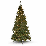 Olsen & Smith 7.5-Foot Pre-Lit Artificial Spruce Christmas Tree with 300 LED Lights, Hinged Trunk for Easy Installation and Storage, Includes Metal Stand - Packed Direct UK