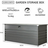Olsen & Smith 1000L Large Metal Storage Box – Lockable Outdoor XL Garden Storage Box, Weather-Resistant, with Gas Lift – Ideal for Garden, Patio, and Outdoor Storage