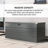 Olsen & Smith 1000L Large Metal Storage Box – Lockable Outdoor XL Garden Storage Box, Weather-Resistant, with Gas Lift – Ideal for Garden, Patio, and Outdoor Storage