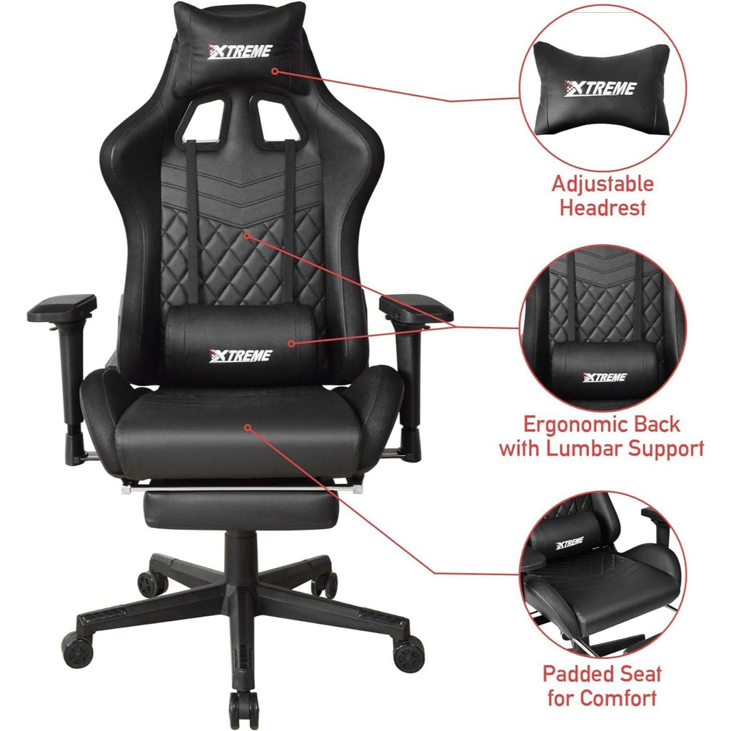 Gtp Office Ergonomic Gaming Chair With Footrest, PU Leather Video