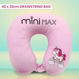Kids Travel Accessories Set Unicorn Neck Pillow Drawstring Bag & 50 Stickers Children's Travel Essentials Bundle for Flights Holidays Ride On Suitcases & Sleepovers