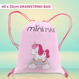 Kids Travel Accessories Set Unicorn Neck Pillow Drawstring Bag & 50 Stickers Children's Travel Essentials Bundle for Flights Holidays Ride On Suitcases & Sleepovers
