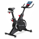 Sport24 Upright Exercise Bike for Home - 8kg Flywheel, Multi - Resistance Levels, LCD Screen, Android/iOS App, Cardio Fitness Spin Bike, Indoor Bicycle Trainer, Black/Red - Packed Direct UK