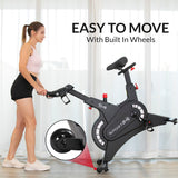 Sport24 Upright Exercise Bike for Home - 8kg Flywheel, Multi - Resistance Levels, LCD Screen, Cardio Fitness Spin Bike, Indoor Bicycle Trainer, Black/Red - Packed Direct UK