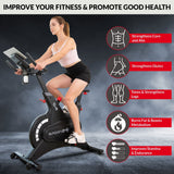 Sport24 Upright Exercise Bike for Home - 8kg Flywheel, Multi - Resistance Levels, LCD Screen, Cardio Fitness Spin Bike, Indoor Bicycle Trainer, Black/Red - Packed Direct UK