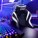 XTREME Gaming Chair (Black/White) & Gaming Desk With Detachable Shelf - Packed Direct UK