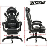 XTREME Gaming Chair (Black/White) & Gaming Desk With Detachable Shelf - Packed Direct UK