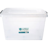 Extra Large XL Clear 130L Plastic Storage Container Boxes Tubs with Wheels and Lid , Clip Locked , Stackable Nestable BPA Free 79 x 58 x 69cm