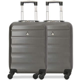 Aerolite 55x35x20cm Lightweight ABS Hard Shell Travel Carry On Cabin Hand Luggage Suitcase - Set of 2