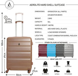 Aerolite 56x45x25 Easyjet British Airways Jet2 Maximum Allowance 46L Lightweight Hard Shell Carry On Hand Cabin Luggage Travel Spinner Suitcase with 4 Wheels