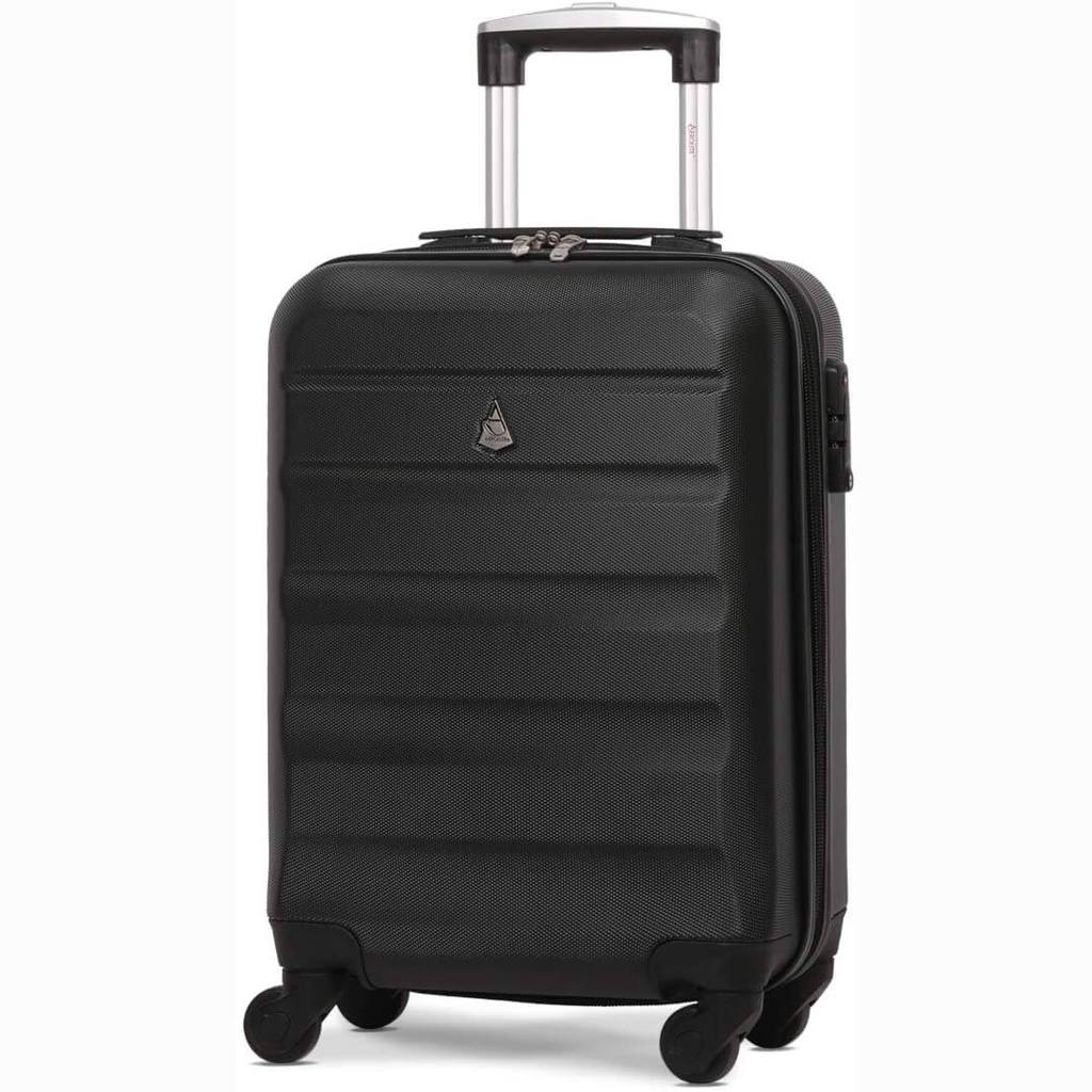 Aerolite Hard Shell Suitcase Luggage Group Travel Bundle - 2 x 21 Cabin Hand Luggage + 1 x Large 29" Hold Luggage Suitcase (3 Piece Luggage Set) - Black