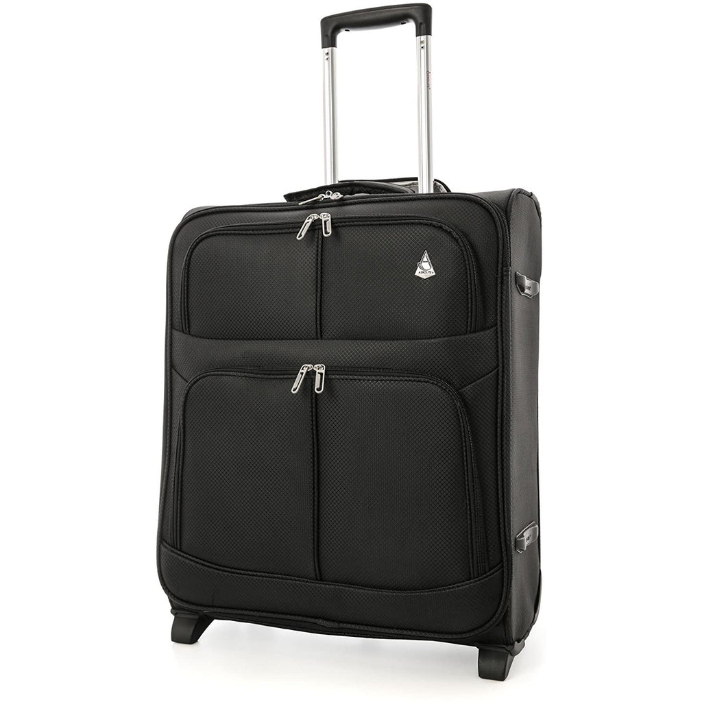 Aerolite easyJet British Airways Maximum Allowance 60L Lightweight 2 Wheel Travel Carry On Hand Cabin Luggage Suitcase 56x45x25 Black