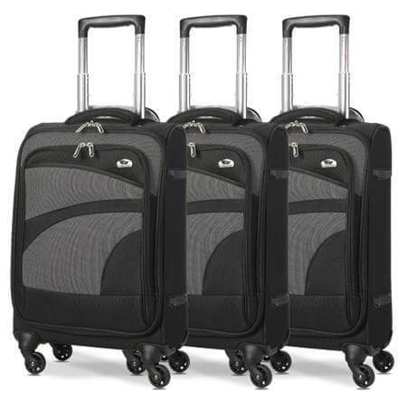 Aerolite Lightweight 55cm 4 Wheel Travel Carry On Hand Cabin Luggage Suitcase Black Grey Approved for easyJet British Airways Ryanair and More