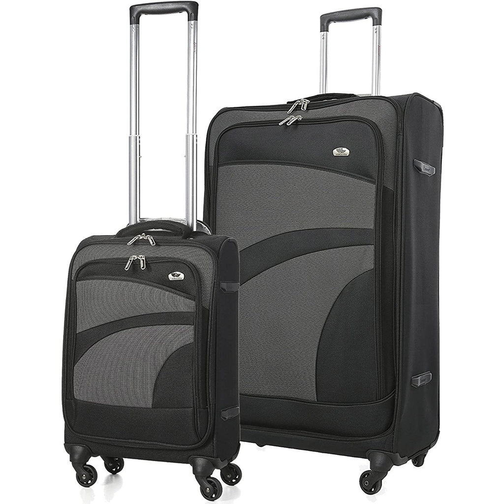 Aerolite Lightweight Soft Shell Complete Luggage Set (Cabin + Large Hold Luggage Suitcase) | 4 Wheels