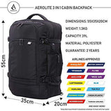 Aerolite (55x35x20cm) 3 in 1 Cabin Luggage Laptop Backpack, Approved for Ryanair, EasyJet, British Airways, Delta, Flybe, Lufthansa, Norwegian, Jet2, KLM, Wizz Air and Virgin Atlantic