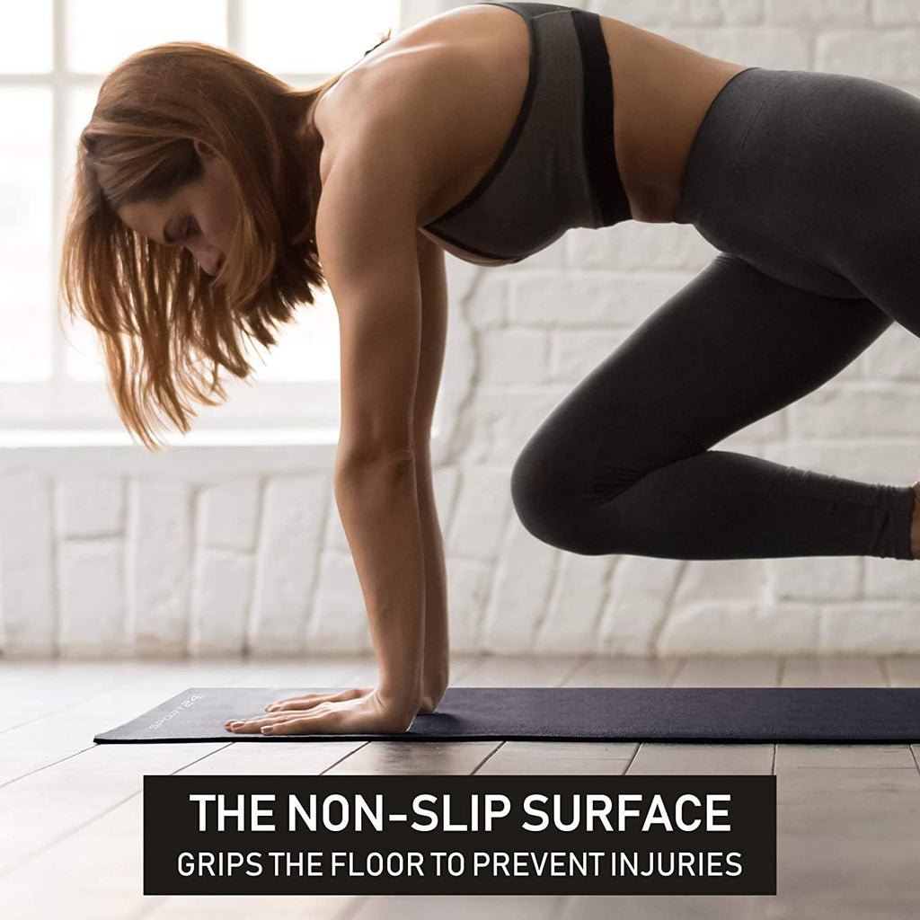 Sport24 Yoga Mat NBR Non-slip Multipurpose- Pilates, Ab workouts, Stretching, Push ups, Gymnastics- 183cm X 62cm X 1cm with Carry Strap- Men/Women