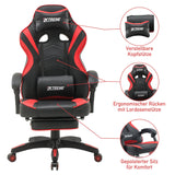 Olsen & Smith XTREME Gaming Chair Ergonomic Office Desk PC Computer Recliner Swivel Chair Detachable Padded Head Rest Lumbar Support Cushion & Footrest (Black/Red)