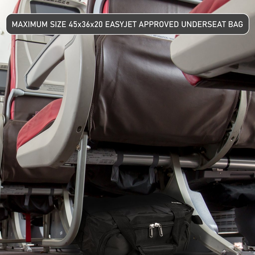 Aerolite easyJet Maximum Size (45x36x20) Holdall New and Improved 2021 Cabin Luggage Under Seat Flight Bag, Black