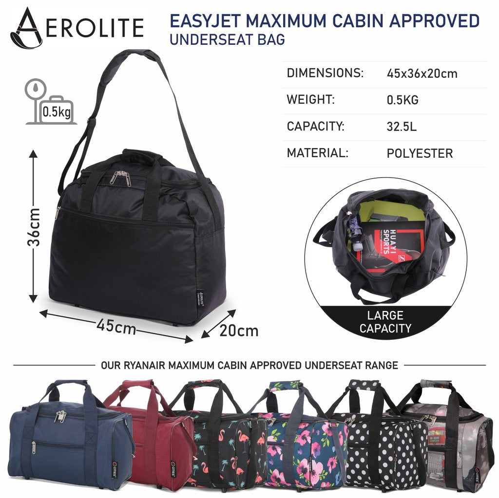 Aerolite Ryanair 40x20x25 Maximum Size Holdall Cabin Luggage Flight Bag