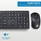 Wireless Compact Keyboard and Mouse Combo Set for Windows PC, 12 Multimedia & Shortcut Keys, Quiet Operation, Splashproof, QWERTY UK Layout - Black
