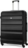Aerolite Lightweight 4 Wheel ABS Hard Shell 3 Piece Luggage Suitcases Set, 21" Cabin Hand Luggage (Non-TSA Padlock) + 25" Medium + 29" Large Check in Hold Luggage (with Built-in TSA Lock), Black