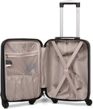 Aerolite Lightweight 4 Wheel ABS Hard Shell 3 Piece Luggage Suitcases Set, 21" Cabin Hand Luggage (Non-TSA Padlock) + 25" Medium + 29" Large Check in Hold Luggage (with Built-in TSA Lock), Black