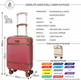 Aerolite Stylish Classic Retro Vintage Hard Shell Carry On Hand Cabin Luggage Suitcase with 4 Wheels 55x35x20 Ryanair easyJet Approved