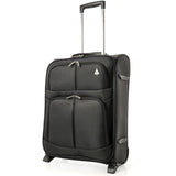 Aerolite Expandable Cabin Luggage Suitcase 55x40x20 to 55x40x23cm 2 Wheel Carry On Hand Luggage, fits Ryanair easyJet British Airways, Black