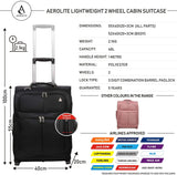 Aerolite Expandable Cabin Luggage Suitcase 55x40x20 to 55x40x23cm 2 Wheel Carry On Hand Luggage, fits Ryanair easyJet British Airways, Black
