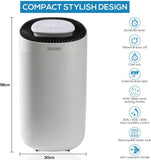 Olsen & Smith 12L/Day Portable Electric Dehumidifier Dehumidifiers for Home Damp Bedroom Kitchen Bathroom Garage Basement with 3L Tank & 2m Drain Hose