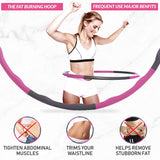 Sport24 Weighted Gym Hula Hoop Fitness Exercise Ring Wave Weighted 0.9KG Soft & Adjustable Kids/Adult 72-95cm Gift for Youth Adults Ladies with Skipping Rope and Measuring Tape