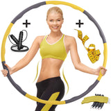 Sport24 Weighted Gym Hula Hoop Fitness Exercise Ring Wave Weighted 0.9KG Soft & Adjustable Kids/Adult 72-95cm Gift for Youth Adults Ladies with Skipping Rope and Measuring Tape