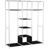 Freestanding Wardrobe Cloakroom Storage Organiser with Clothes Hanging Rails, Shoe & Storage Compartments Shelves Spaces and Cover for Home & Bedroom