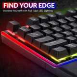 XTREME ‘THE EDGE’ RGB Mechanical Gaming Keyboard USB Wired with LED Edge Lighting Effects and Backlit Keys with Wrist Rest for PC Gaming - UK Qwerty Layout - Black