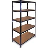 Heavy Duty 5 Tier Steel & Wood Garage Shelving Unit 150cm x 70cm x 30cm Racking Utility Shelves Units For Storage For Home Workshop Shed Office Black