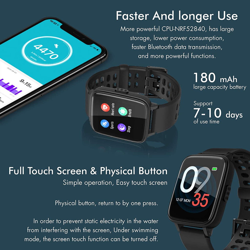 Smart Activity Fitness Sports Tracker Watch for Men & Women Android iOS with Built In Heart Rate Monitor Sleep Tracker IP68 Waterproof