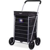 Hoppa Lightweight 4-Wheel Premium Folding Shopping Trolley Extra Large 64L Capacity Shopping Trolley Bag, 95cm, 4.8kg, Push/Pull Stairclimber (Black)