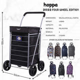 Hoppa Lightweight 4-Wheel Premium Folding Shopping Trolley Extra Large 64L Capacity Shopping Trolley Bag, 95cm, 4.8kg, Push/Pull Stairclimber Black, Carton (4)