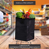 Hoppa Lightweight 4-Wheel Premium Folding Shopping Trolley Extra Large 64L Capacity Shopping Trolley Bag, 95cm, 4.8kg, Push/Pull Stairclimber Black, Carton (4)