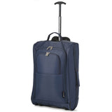 5 Cities Black Carry On Lightweight Cabin Trolley Bag Hand Luggage, 55 cm, 42L, Navy