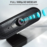 High Definition Full HD Webcam with Microphone Mic for Windows Mac iOS Desktop PC Laptop 1080P FHD Plug and Play USB Web Camera for Video Conference Meeting Zoom Skype WebEx Teams 2MP Black