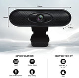 High Definition Full HD Webcam with Microphone Mic for Windows Mac iOS Desktop PC Laptop 1080P FHD Plug and Play USB Web Camera for Video Conference Meeting Zoom Skype WebEx Teams 2MP Black