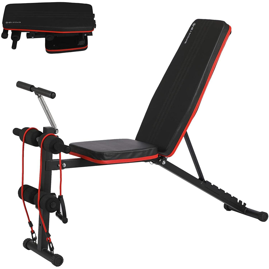 Sport24 Adjustable Foldable Weight Bench Home Training Gym Foldable Weight Lifting Sit Up Ab Bench Flat Incline Decline Multiuse Exercise Workout Bench